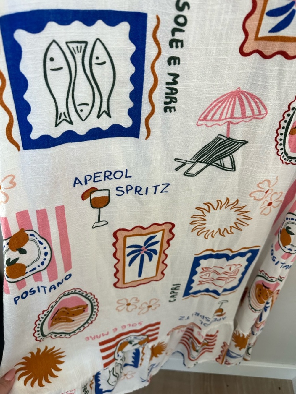Label of Love Mediterranean Print Midi Dress Size Medium Capri Positano Summer - Picture 5 of 10